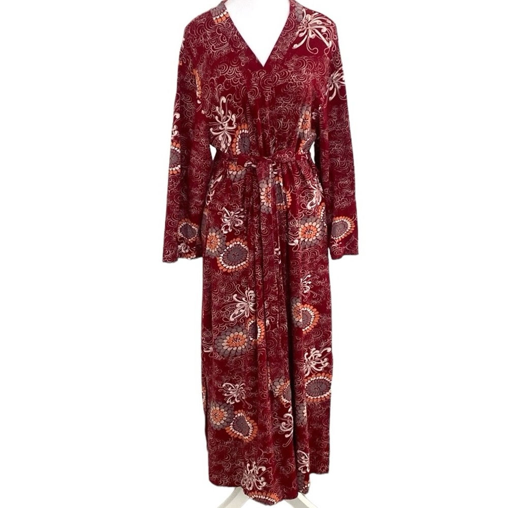 Tranquility by Soma Maroon Floral Long Sleeved Wrap Maxi Dress